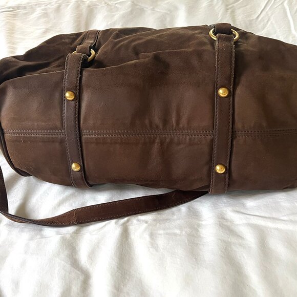 Miu Miu Brown Suede Bow Satchel Bag - Picture 3 of 8
